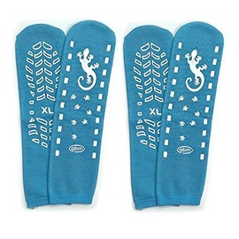 GBM Geckos - Plush Double Tread Non-Slip Safety Socks 2-PACK (Light Blue, Extra Large)