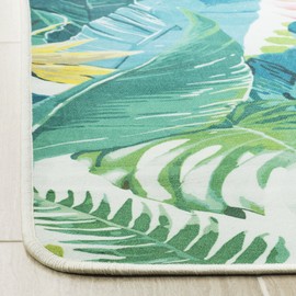 SAFAVIEH Daytona Collection Botanical Machine Washable Living Room Bedroom Dining Area Rug, 5' 1" x 7' 6", Ivory/Green