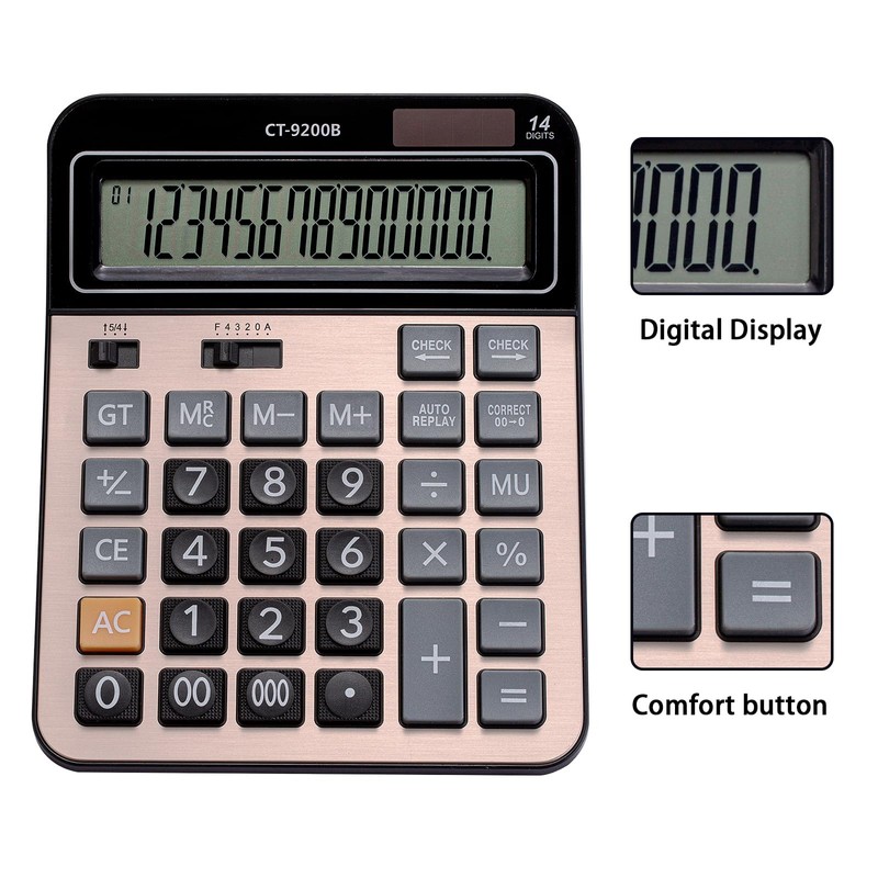 HIHUHEN Large Computer Electronic Calculator Counter Solar & Battery Power