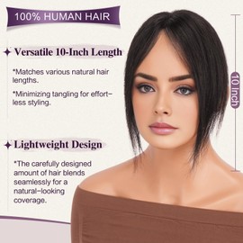 RUWISS Hair Toppers for Women, Real Hair Toppers, Light Dark Brown, Clip-In Hairpiece for Thin Hair, Top Head, Fluffy Straight Hair Topper, No Fringe