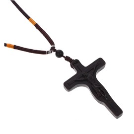 NOLITOY Wood Cross Pendant Necklace Carved Wooden Cross Ornament for Men and Women Lightweight Design for Prayer and Home Decor