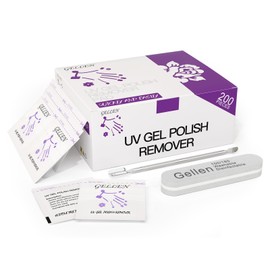 GELLEN Acetone Gel Polish Remover Pads, Professional Nail Polish Remover Pads, 200 Pack Travel Bulk Set with Tools, Individually Wrapped Quick & Effective Soak Off Remover for Salon Home