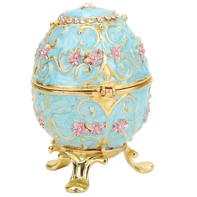 Hand Made Enameled Easter Egg Jewelry Box Organizer Home Desktop