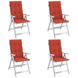 vidaXL Highback Chair Cushions Set of 4 - Melange Red, Soft Foam Fiber Filling, Polyester UV-Resistant Fabric, Indoor/Outdoor Use, Non-Slip Design, 47.2"x19.7"x1.6"