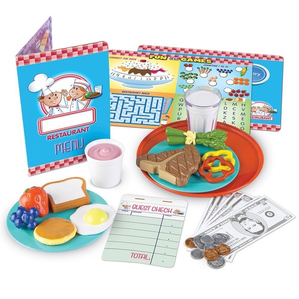 Learning Resources Serve It Up! Play Restaurant - 35 Pieces, Ages 3+ Play Restaurant Set, Pretend Restaurant for Kids, Toddler Learning Toys