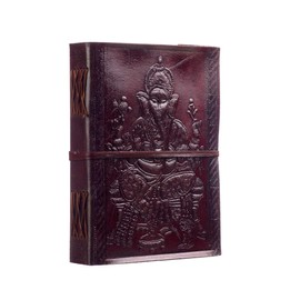 Large Ganesh Leather Journal | 13.5cm x 18.5cm | Handmade, Fair Trade & Eco Friendly Leather Bound Notebook Alternative for Men and Women