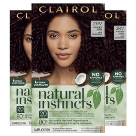 Clairol Natural Instincts Semi-Permanent Hair Color, 2RV Burgundy Black, 3 Count
