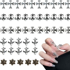 Punk Nail Art Charms Retro Cross DIY Craft Accessories Metal Parts 3D Rivet Decoration Parts Vintage Lightweight Luxury Style Handmade Accessories [50 Pieces]