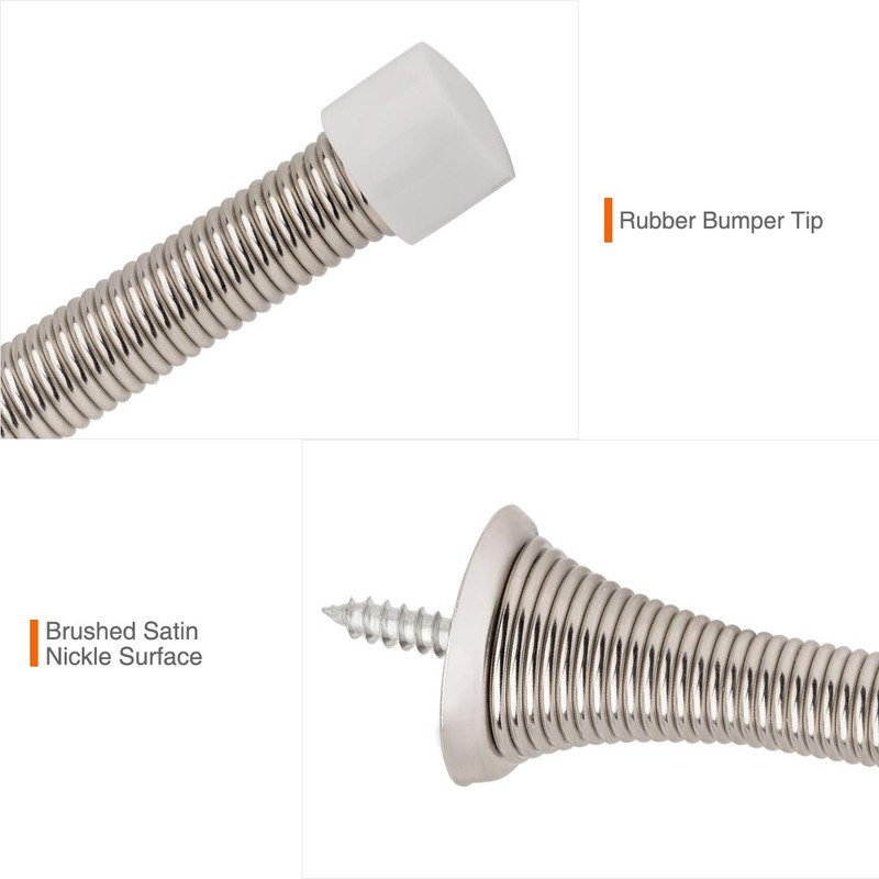 KOVOSCH 10 Pack Spring Door Stopper Brushed Satin Nickel- 3-1/4"