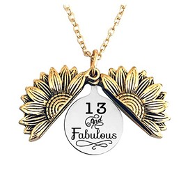 13th Birthday Gift Necklace for Girls 13 and Fabulous Sunflower Necklaces for Teen Girls 13 Year Old Girl Birthday Gifts for Granddaughter BFF 13 Years Old Girls Gift Ideas