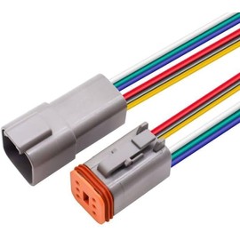 HISports 6-Pin DT Connector Kit, Waterproof DT Electrical Wire Connector 6 Pin Way Sealed Gray Male and Female Auto Waterproof Electrical Wire Connector Plug, for Motorcycle, Scooter, Car, Boats