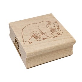 Curious Grizzly Bear Square Rubber Stamp for Stamping Crafting - 1.25in Small