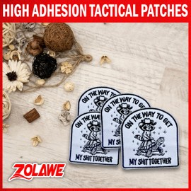 Zolawe On The Way to Get My Sh*t Together Patch, 3 Inches Sew On Iron On Humor Embroidery Patches for Clothes Backpacks Hats Jeans Bags, Embroidered Patches, Racoon DIY Iron On Patch for Adult