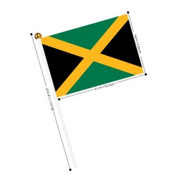 AhfuLife 30pcs Jamaica Flags on Sticks for Party Decorations, 14 x 21cm Hand Held Caribbean Flags, Small Jamaican Flags with 30cm White Pole for Culture Day National Day Sports Garden Street Decor
