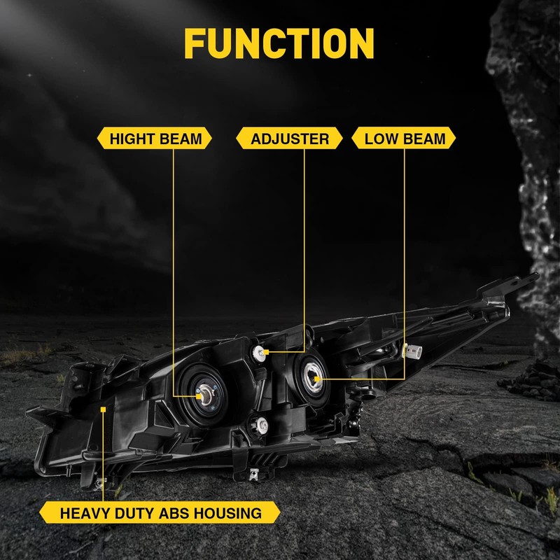 KAC Headlight Assembly Set Pair Compatible with 2010 2011 2012