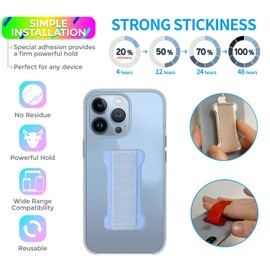 WUOJI Phone Grip Holder for Hand, Universal Finger Strap Phone Holder, Finger Selfie Grip Compatible with Most Smartphones (Light Blue) - 2Pack