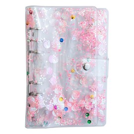 Sealing Pad for Girls, Elementary School Students, Replacement, Large Capacity, Binder Type, Includes 10 Refills, Transparent, Clear, Cute, Present, Birthday Gift, (Coral Pink, A6)