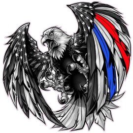 American Thin Blue Red Line Law First Responders American flag Eagle decal 5"
