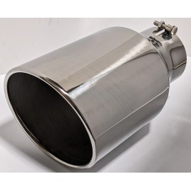 GH 15" Stainless Steel Rolled Edge 5" Inlet 8" Outlet Exhaust Tip for Ram Diesel