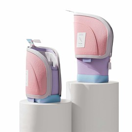 GIBZ Large Telescopic Pencil Case 2 in 1 Stand Pen Holder Zipper with Divider for Students Teenagers Office Pink