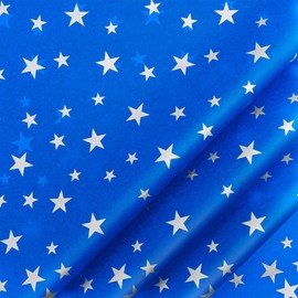 MR FIVE Blue with Silver Star Tissue Paper Bulk,20" x 28",Star Tissue Paper for Gift Bags,Birthday,Holiday,Weddings,30 Sheets (Blue with Silver Star)