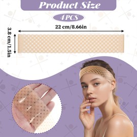 Tyqour 4Pcs Silicone Wig Grip Band for Women Adjustable Elastic Band for Wigs Nonslip Wig Headband Grip Strong Holder Headband for Men Women Wigs Hair Styling Yoga Sports(Skin Color)