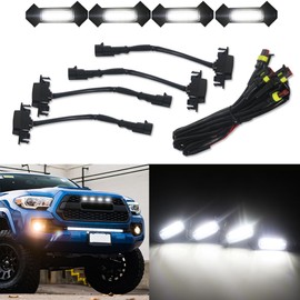 GTINTHEBOX 4pcs Smoked Lens Grill Lights White LED for 2016 2017 2018 2019 Toyota Tacoma TRD PRO Grille