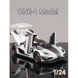 1:24 One1 Alloy Car Model Simulation Sound and Light Pull Back Toy Car Metal Sports Car Boys Collection Ornaments Gift (Orange)…