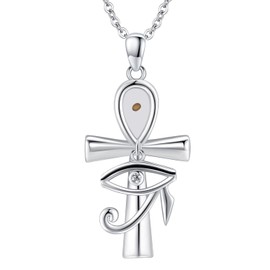 Twoowl Ankh Necklace 925 Sterling Silver Faith of Mustard Seeds Pendant Eye of Horus Necklace Ancient Egyptian Protection Jewelry Gifts for Women Birthday