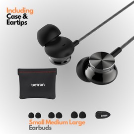 Betron Betron BS10 Earphones Wired Headphones in Ear Noise Isolating Earbuds with Microphone and Volume Control Powerful Bass Driven Sound, 12mm Large Drivers, Ergonomic Design