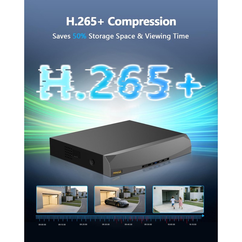 OOSSXX 8.0/4K Megapixel Security POE NVR Network Video Recorder, No