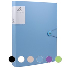 A4 Display Book 60 Pockets, Display Folders A4 with Pockets, Presentation Display Folder for School, Presentations, Filing, Insurance Financial Document, Interviews(Blue)