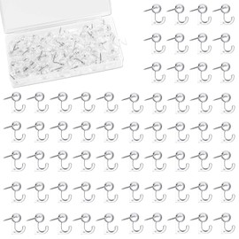 Yharnamite 100 Pcs Push Pin Hooks, Pin Tack Hooks, Bulletin Board Hooks, Wall Decorative Thumb Tacks Hook for Photo Walls Bulletin Boards Home Offices Schools (Transparent)