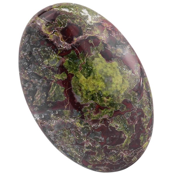 Rockcloud Oval Polished Worry Stone Pocket Rock Healing Crystal with Velvet Bag, Dragon Blood Stone