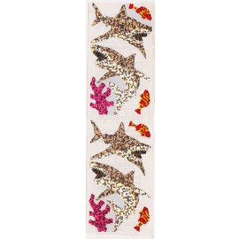 Sharks and Pink Coral Glitter Stickers - 2 Sheets
