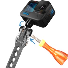 iSHOXS 2C ProFork Xtension L Extension Arm Mount for GoPro Hero 13 12 11 10 9 DJI Osmo Insta360 Akaso Robust Aluminium Compatible with 1/4 Inch Adapter 88 mm