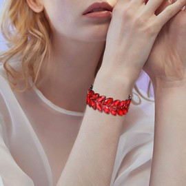 Clearine Marquise Crystal Bracelet Wedding Bridal Rhinestone Stretch Bangle Bracelet Clear Silver Tone, Crystal Metal, Rhinestone