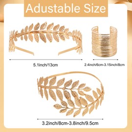 Bcxfbxd 6Pcs Greek Accessories Greek Costume Accessories Greek Jewelry Set Include Golden Laurel Leaf Headband Armband Earring Bracelet Pearl Leaf Necklace for Women
