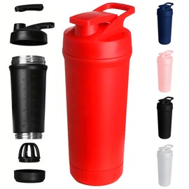 Sofia's Findings 27 oz. Stainless Steel Protein Shaker Bottle, Leakproof Stainless Steel Protein Shaker, Perfect for Protein Shakes and Pre Workout, Whisk Ball, Easy to Clean - Red