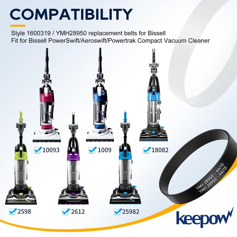 KEEPOW Replacement Belts for Bissell PowerSwift/Aeroswift/Powertrak Upright Vacuum Compatible with
