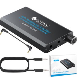 eSynic Professional 16-300 Ohms Headphone Amplifier 3.5mm Portable Headphone Volume Amplifier Rechargeble Headphone Amp Aluminium Alloy Headphone Jack Amp With Gain Switch for Phones Laptop etc