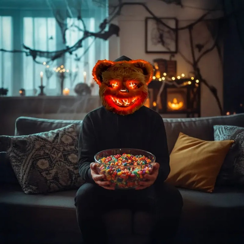 Pack 2 Mascaras Oso Y Conejo Con Luz Led Halloween