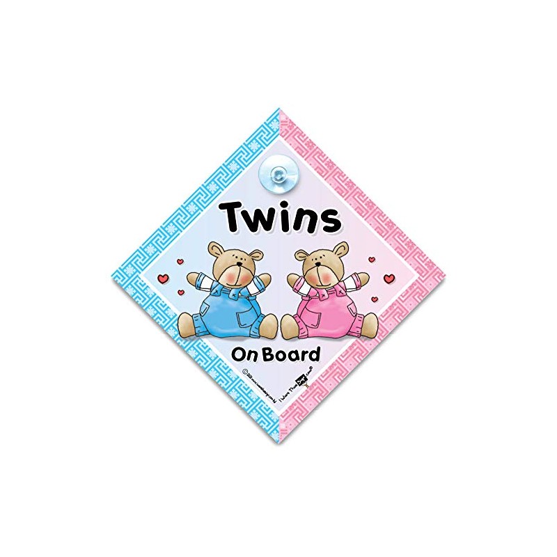 Twins On Board Car Sign Suction Cup Car Window Sign