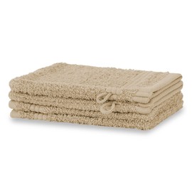 Merana Rome Wash Cloth Set, Absorbent, Soft and Lint-Free, Terry Wash Mitts in Luxury Quality, Made of Heavy Cotton 590 GSM (Desert Sand, 4 x Wash Mitt (15 x 20 cm)