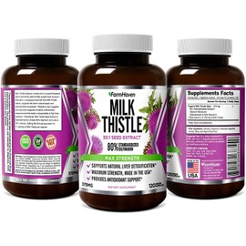 Cardo Mariano | FarmHaven | Suplemento de Semilla Concentrado | Fuerza 11250 mg | Silimarina Estandarizada | Sin OGM | 120 Cápsulas