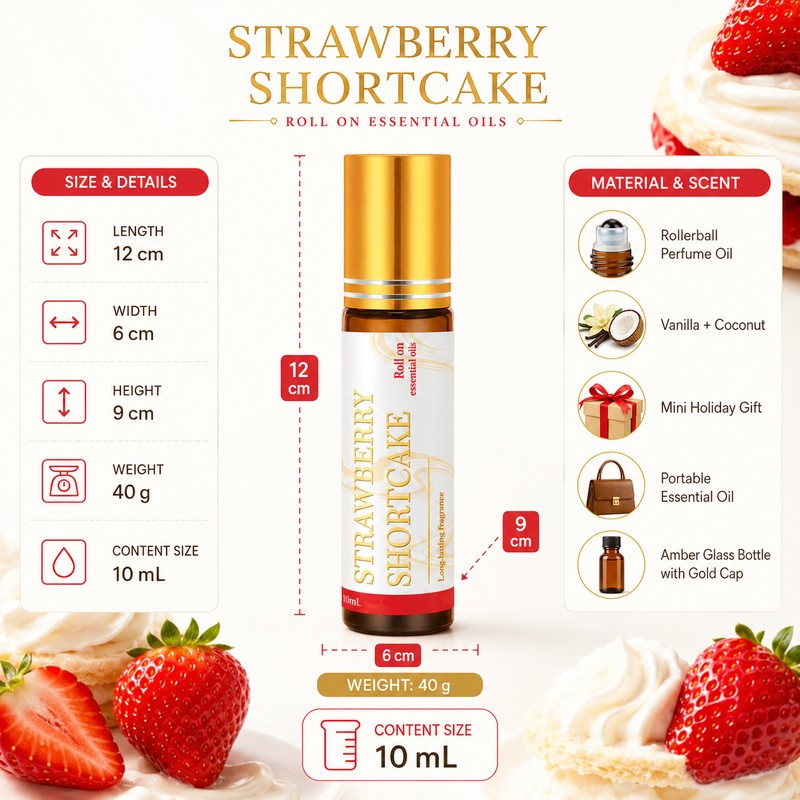 Strawberry Shortcake Rollerball Perfume Oil for Daily Scent – 10ml
