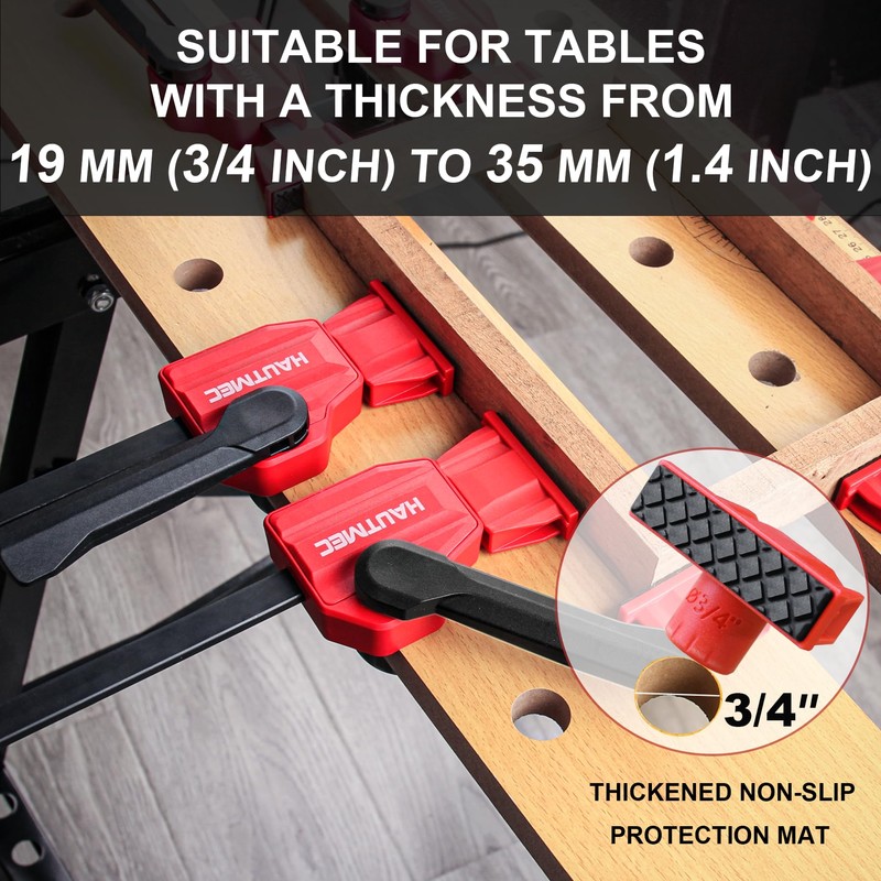 HAUTMEC 3/4" Bench Dog Clamp, Quick-Release Hold Down Clamps for