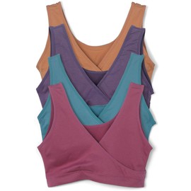 Caramel Cantina 4 Pack Nursing Maternity Women’s Sleep Comfort Bralette Bra (Small, Festival)