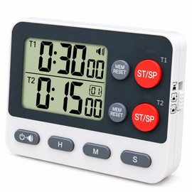 Dual Digital Kitchen Timer for Cooking & Baking – Independent Countdown, Memory Presets & 3 Timing Modes for Everyday Tasks