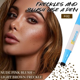 YBUETE 2 in 1 Liquid Freckle Blush Pen, Natural Lifelike Fake Freckles, Lightweight Matte Liquid Cheek Blush Makeup Pen, Long Lasting Waterproof Natural Sun-kissed Face Makeup for Women